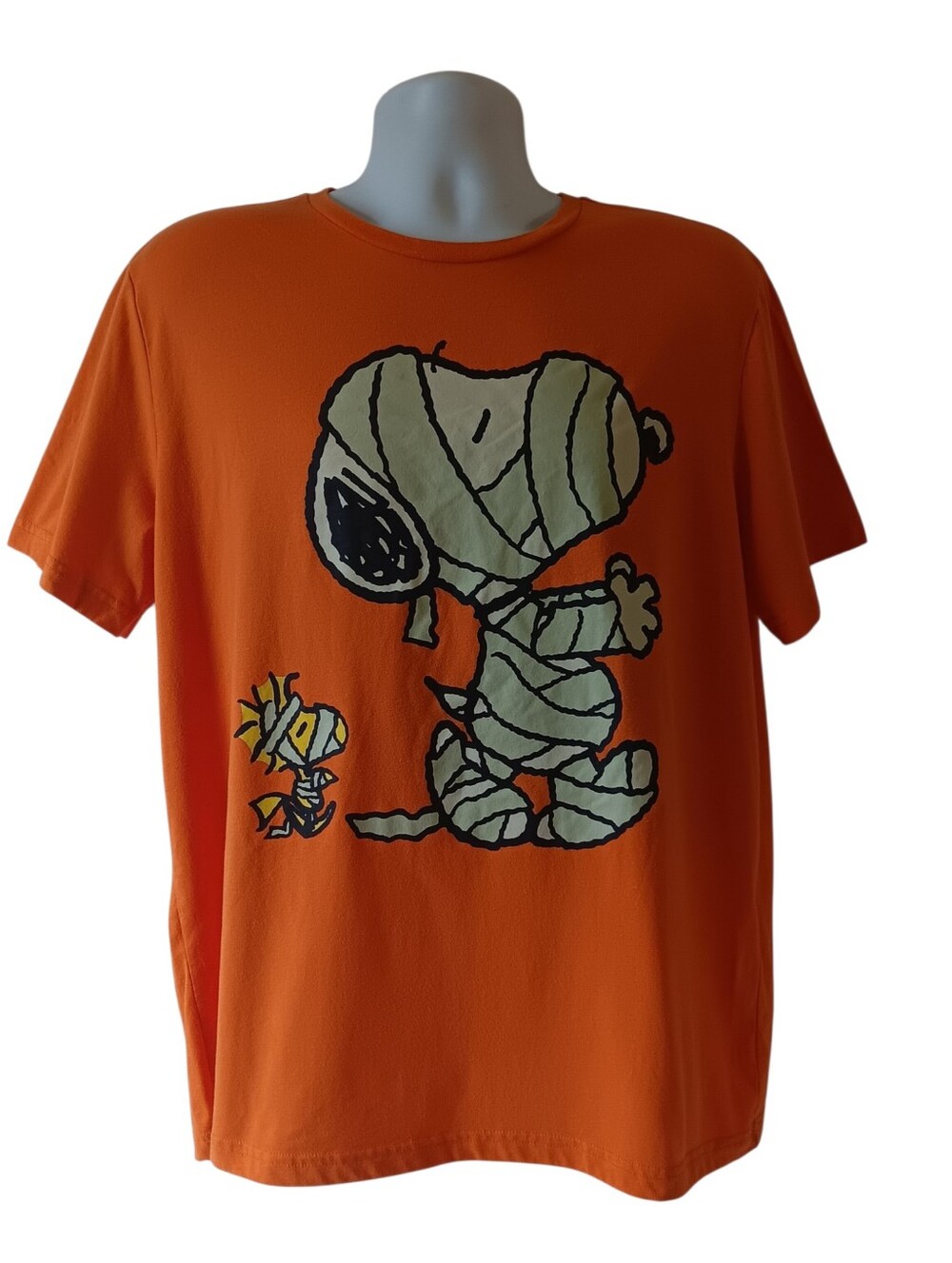 Peanuts Snoopy Woodstock mummy halloween orange short sleeve t shirt size XL